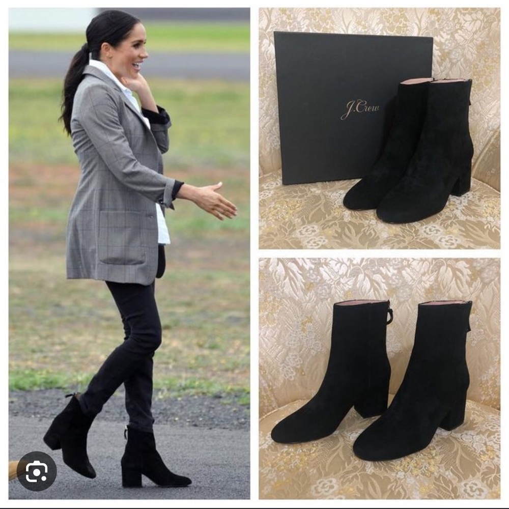 J Crew black suede Sadie Ankle Boot, size 7 - as seen on Meghan Markle